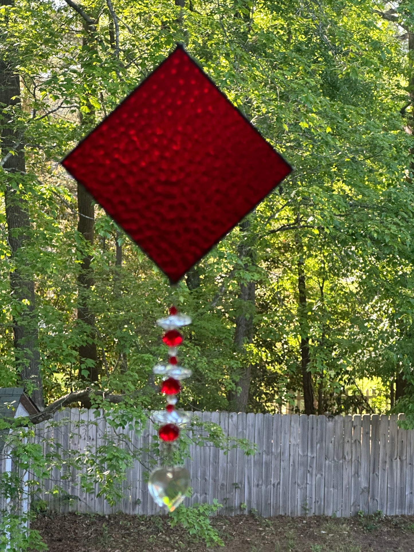 Heart Crystal Colored Bead Red