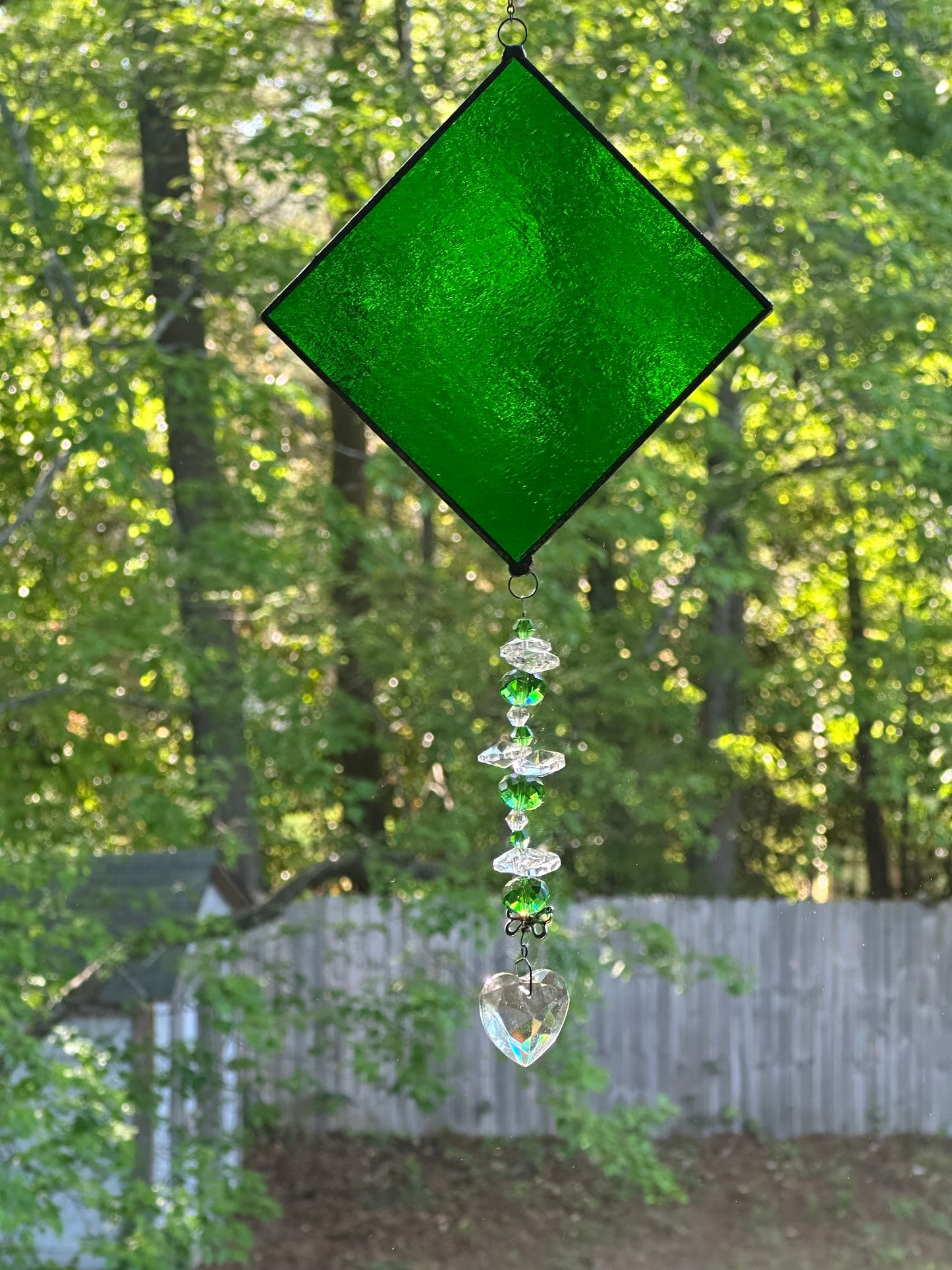 Heart Crystal Colored Bead Green