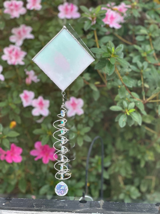 Iridescent White Spiral Suncatcher