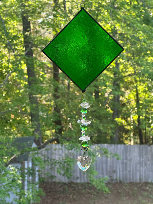 Heart Crystal Colored Bead Green